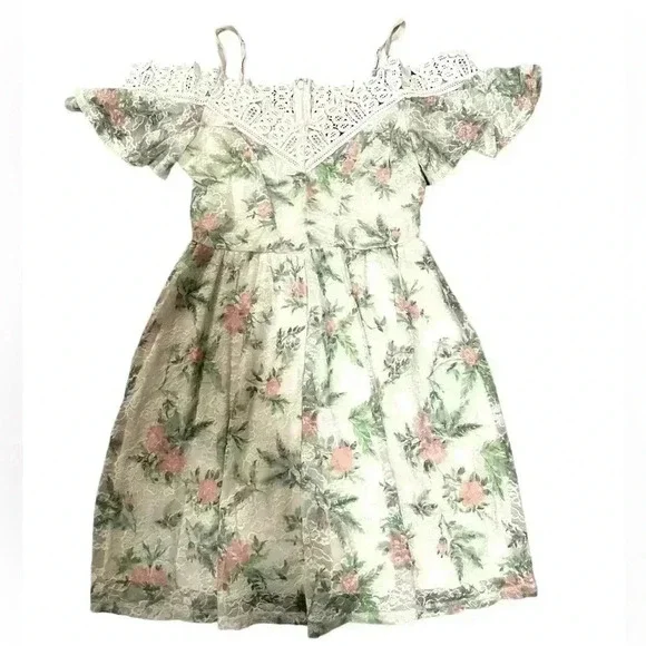 DINSEY PRINCESS WHITE OFF THE SHOULDER FLOWER DRESS - Picture 4 of 4